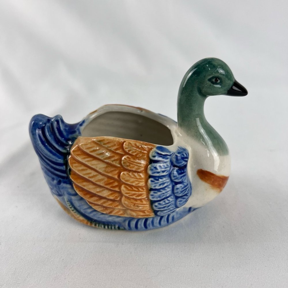 Vintage Water Fowl Duck Planter Vase Japan